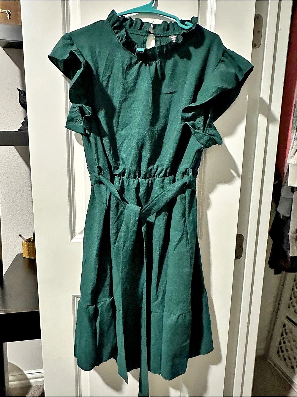 SHEIN Ruffle Sleeve Midi Dress in Green Size 1XL